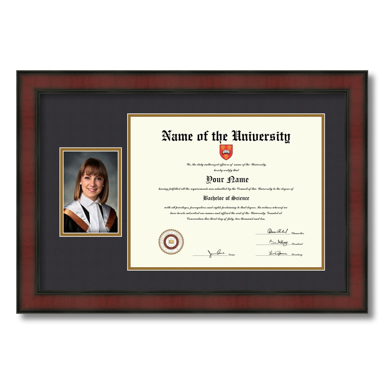ArtToFrames 11x14 inch Diploma Frame with 6" x 8" Inch Image Opening - Framed with Black and Gold Mats, Comes with Regular Acrylic and Sawtooth Hanger for Wall Hanging (DT-11x14)